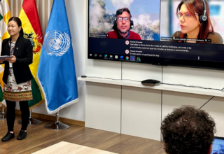 Rinko Kinoshita, Representante de UNFPA Bolivia explica la importancia de espacios de formación sobre la inclusión de personas c
