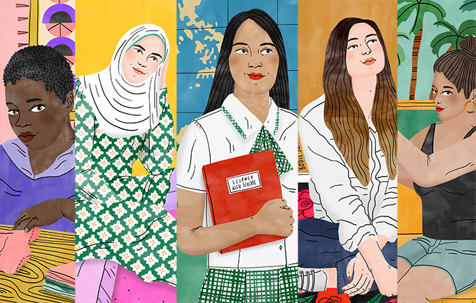 ¿Cómo se manifiesta la desigualdad? Estas cinco adolescentes te pueden contar. Ilustraciones: Bodil Jane para UNFPA.