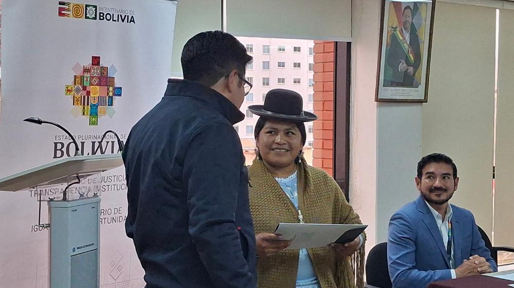 La Viceministra de Igualdad de Oportunidades -VIO, Miriam Huacani destacó el compromiso institucional en promover la formación en masculinidades.