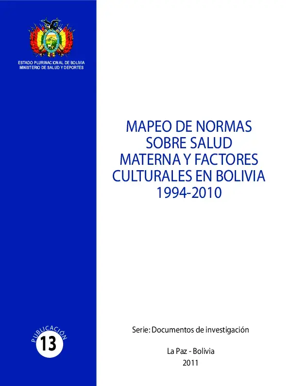 Mapeo de normas sobre salud materna y factores culturales en bolivia 1994-2010