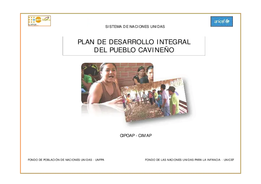 Plan de Desarrollo Integral del Pueblo Cavineño - Pando, 2013