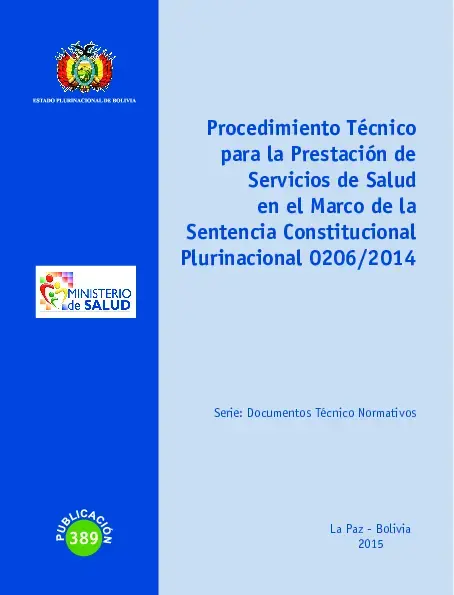 Procedimiento Técnico para la Prestación de Servicios de Salud en el Marco de la Sentencia Constitucional Plurinacional 0206/2014 