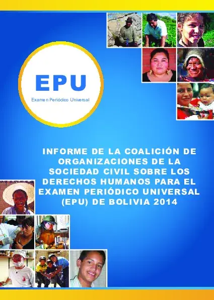 Informe de la Coalición de Organizaciones de la Sociedad Civil sobre los Derechos Humanos para el Examen Periódico Universal (EPU) de Bolivia 2014